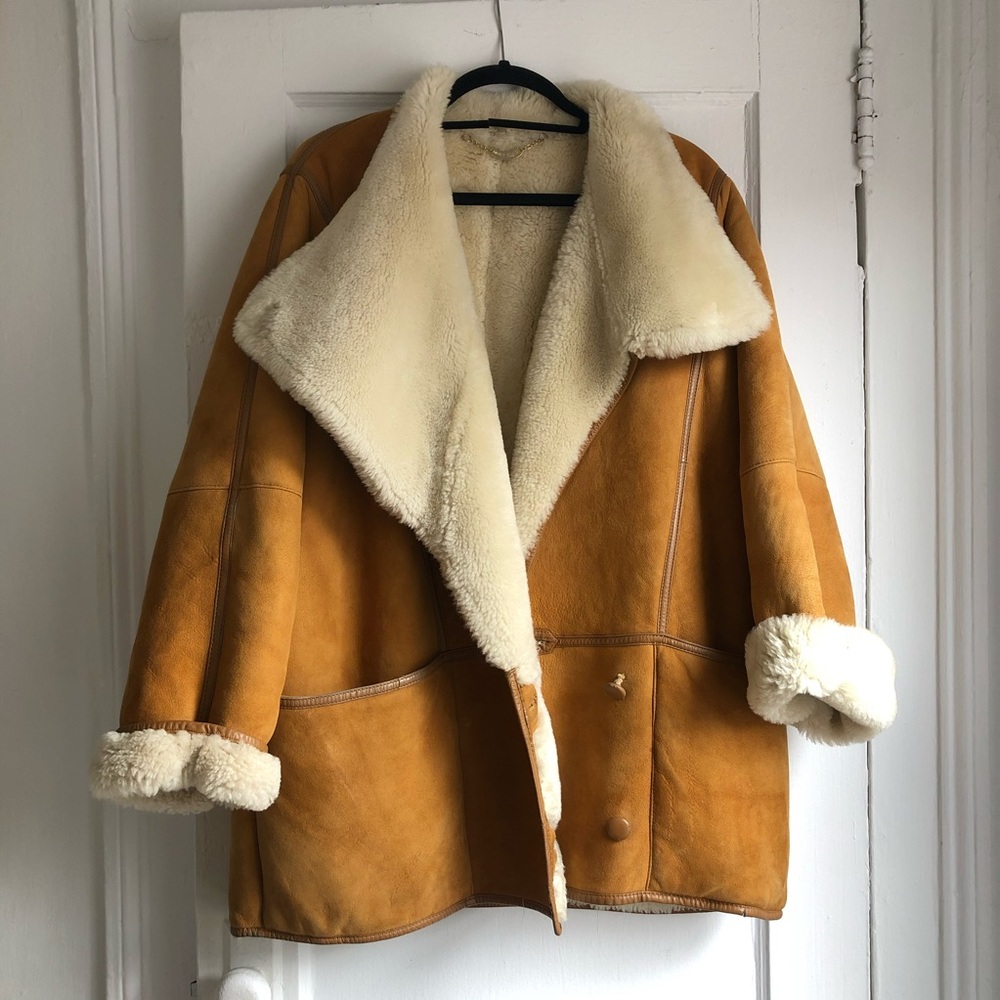 Marina Rinaldi vintage real shearling coat large